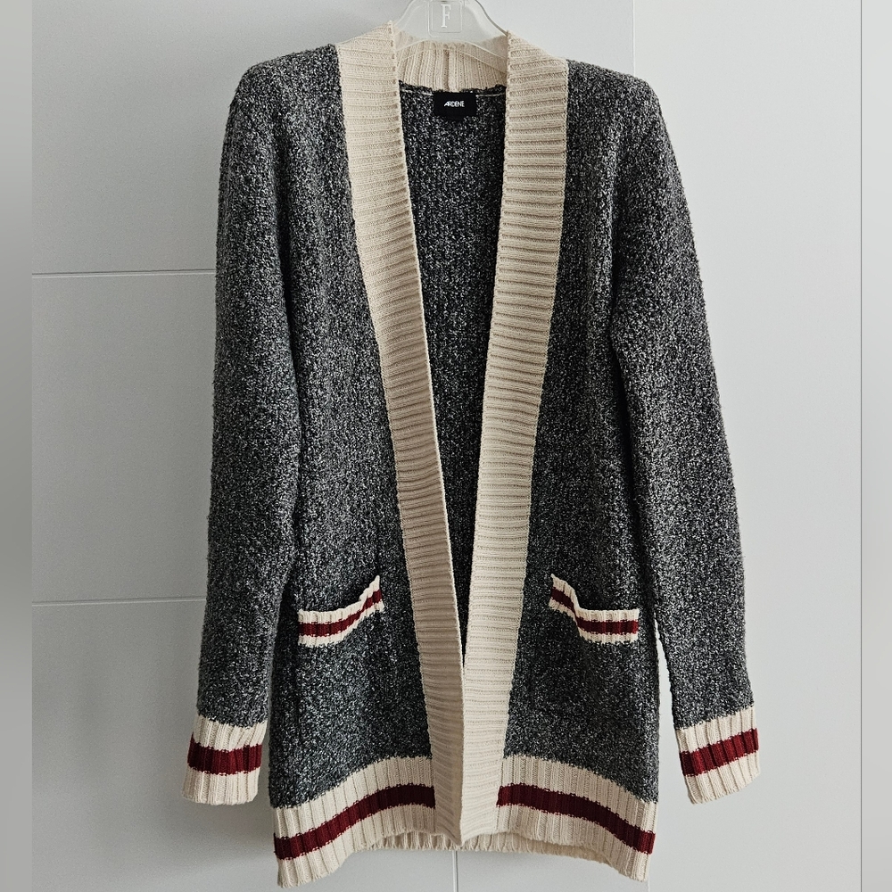 Wmns M Open Cabin Knit Long Sweater Pockets Medium Loose Open Cardigan Cottage